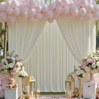 20ft x 15ft Ivory Wrinkle Free Backdrop Curtains for Parties,Silky Polyester Fabric Wedding Ceiling Drapes, 4 Panels 15ft Photo Back Drop Drapes for Baby Shower Photography Stage Background Cloth