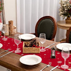 GEEORY Christmas Table Runner 13x36 Inch, Xmas Trees Snowflakes Holiday Decorative Farmhouse Table Decoration for Kitchen Dinning, Indoor Outdoor Dinner Party Decor (Red) GT150-36