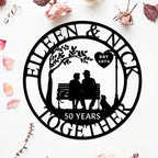 Custom Wedding Anniversary Sign, Personalized Wedding Gifts for Parents, Custom Metal Couple Name Sign, 50th or Any Year Wedding Anniversary Metal Wall Art, for Husband Wife