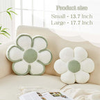 Flower Pillow, Soft Flower Decorative Throw Pillow, Cute Daisy Flower Shaped Seating Floor Cushion Room Décor Plush Pillows for Sofa Couch Bed (17.7 Inch, White)