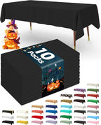 Pureegg Plastic Table Cloth Disposable 10 Pack, 54 x 132 Inch Table Cloths, Halloween Party Decorations, Summerween Decor, Halloween Tablecloths, Rectangle, Plastic Cover, Leakproof & Sturdy, Black