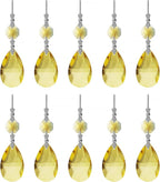 10pcs Crystal Prisms Chandelier Yellow Ornament Pendants Rainbow Maker 38mm Drop Prism Hanging Prisms for Wedding Party Chrismtmas Decoration DIY Jewelry