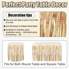 3 Pack 29x108 Inch Champagne Gold Foil Fringe Table Skirts Metallic Banner for Tinsel Streamer Garland Backdrop for Parade Floats Wedding Thanksgiving Birthday Christmas Halloween Party Decoration
