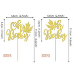 24 PCS Maple Leaf Oh Baby Cupcake Toppers Glitter Fall Baby Shower Cupcake Picks for Thanksgiving Theme Baby Shower Kids Boys Girls Birthday Party Cake Decorations Supplies Gold