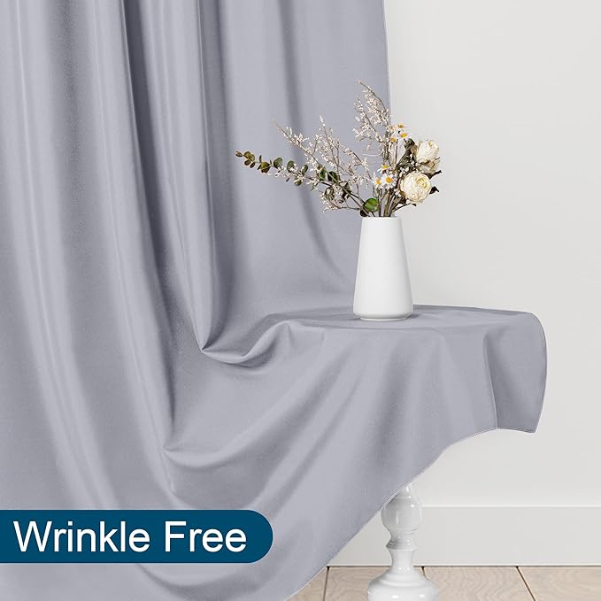 DWCN 10x7 FT Silver Gray Backdrop Curtains for Parties, Photography Backdrop Drapes with Rod Pockets for Wedding Decorations Stage Birthday Family Gatherings, 2 Panels 5ft x 7ft