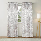 9FTx9FT Silver Big Sequin Backdrop Curtains Panels Drapes Home Party Supplies Sequin Background for Parties Shimmer Wall Backdrop Cloth and Thanksgiving Christmas