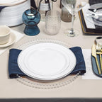 N9R 100PCS Silver Plastic Plates, 10.25 inch White Disposable Dinner Plate with Silver Rim, Heavy Duty Plates for Party, Wedding and Birthday