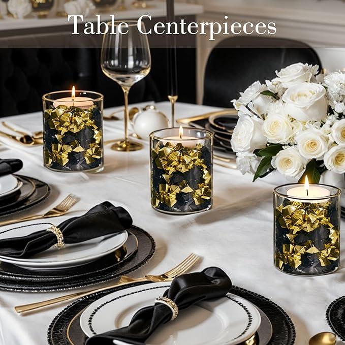 DomeStar 150PCS Fake Gold Ice, Acrylic Ice Fake Plastic Gold Nuggets Rocks Gems Marble Vases Fillers for Table Scatter Birthday Wedding Party Decoration