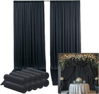 50ftx15ft Wrinkle Free Black Backdrop Curtain, 10 Panels 15FT Height Black Wedding Backdrop Drapes, Silky Polyester Back Drop Cloth for Birthday Photography Background Party Backdrop Draping