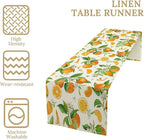Spring Summer Orange Table Runner Vintage Citrus Lemon Fruit Mandarin Floral Dinner Runner for Farmhouse Baby Shower Party Holiday Home Kitchen Dining Table Decor 13x36
