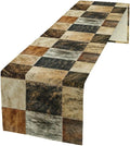 Rustic Cow Skin Patchwork Print Table Runner, Farmhouse Country Western Style Fur Table Cover for Dinning Home Party Holidays Home Setting, 13x108 Inch