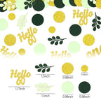 300PC Gold Glitter and Sage Green Happy 60th Birthday Decorations for Men/Woman Greenery 60th Birthday Confetti for Table Sixty Party Decor Supplies