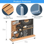 Kersally Acrylic Sign Holder 7 x 5'', 3 Pack Double-Sided Clear Table Display Stands with Wood Base,Horizontal Acrylic Frame Menu Flyer Paper Holder for Store, Restaurant, Hotel, Office, Show Fair
