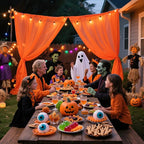 VOK Orange Wedding Arch Draping Fabric Chiffon Fabric, 29in x 18Ft Sheer Chiffon Outdoor Curtain for Wedding Ceremony Birthday Party Decoration (Orange,1 Panel)