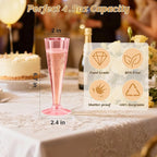 40 Pack Pink Champagne Flutes Plastic Wine Glasses Disposable, 4.5 Oz Clear Mimosa Glasses for 2025 Engagement Wedding Birthday New Years Eve Xmas Party Supplies, Bulk Toasting Cocktail Cups