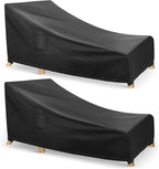 Chaise Lounge Covers Outdoor Waterproof, Heavy Duty Patio Furniture Covers, Fits up to 78L x 34W x 32H inches, 2 Pack, Black