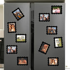 Kingdder 12 Pcs Scalloped Magnetic Picture Frame for Refrigerator 4 x 6 Black Reusable Picture Frame Magnets Decorative Photo Holders for Fridge Home School Office Kitchen Locker Decor
