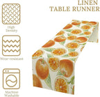Spring Summer Orange Table Runner Watercolor Sweet Fruit Botanical Print Dinner Runner for Farmhouse Party Holiday Home Kitchen Dining Table Decor 13x70