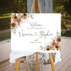 Welcome Wedding Signs, Fall Floral Burnt Orange Wedding Sign Decorations Signage 12" X 18" (Small), 27" (Medium), 36" (Large), Plastic, Modern, Pole Mount, Weather
