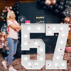 Marquee Numbers Large 57th-Birthday Decorations: 4ft Light Up Number Party Decor 57 Year Old Women And Men 75th Birthday Decoration Backdrop 75 Anniversary Cardboard Big Mosaic Balloon Frame Number 57