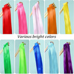 100Pcs Multi-Color Ribbon with Gold Bell, Fairy Wands Chromatic Silk Wish Wand Streamers Sticks for Wedding Send Off, Bridal Shower Party Photo Props, Birthday, Pride Parade Decorations
