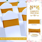 Kinlop 50 Pcs Spandex Chair Sashes Bows Chair BB0C3V65Z6Tands Slider Sashes for Covers Elastic Bands Ties Without Buckle Decorations for Wedding Party Events Ceremony Birthday(Mustard Yellow)