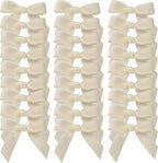50pcs 1-1/2" Mini Satin Ribbon Bows Without Twist Ties for Crafts Gift Wrapping Packing Christmas Decoration (1.5"-Ivory)