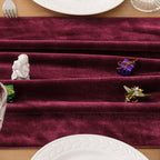 MLMC 2 Pack Burgundy Velvet Table Runner 10ft Elegant Luxury Wine Red Velvet Fall Table Runner 20x120 Inches Table Decor for Wedding Bridal Shower Home Party Thanksgiving Christmas Decor
