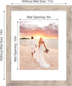 11x14 Picture Frame Set of 4 with Tempered Glass, Smoke Gray Frame Display 8x10 Pictures with Mat or 11 x 14 Without Mat, Wood Rustic Photo Frames for Horizontal or Vertical Wall Mounting