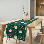 Christmas Table Runner,Seasonal Winter Xmas Holiday Green Table Cloth Kitchen Dining Table Decoration for Home Party Decor 13x108 Inch