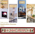 Merry Christmas Table Runner,Winter Xmas Holiday Table Cloth Kitchen Dining Table Decoration for Home Party Decor 13x70 Inch