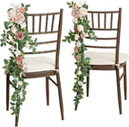 Ling's Moment 10pcs Wedding Chair Decorations Aisle Floral Swag Artificial Pew Flowers Hanging Garland Pink Blush & Cream For Ceremony Reception Church Rose Floral Faux Arrangement Party Outdoor Decor