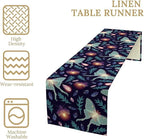 Moth Table Runner, Retro Boho Aesthetic Blue Moth Magic Table Runner for Home Kitchen Dining Party Indoor Outdoor Decoration 13x120 Inch