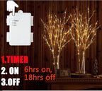 Fudios Birch Branch Lights with Timer for vase 100 LED Lighted Willow Twig 32IN Tall Battery Operated Home Party Indoor Outdoor use