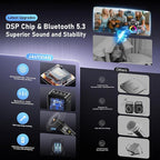 Karaoke Machine with 2 Wireless Microphones,【Upgraded 6.5"Woofer & 2"Tweeter】Portable Bluetooth 5.3 Karaoke Speaker, PA System with Bass/Treble/Echo Adjustment, Supports USB/AUX/TF/TWS for Home Party