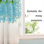 24 Pack Lake Blue Wisteria Hanging Flowers Garland, 3.77 Feet Artificial Flower Vines, Fake Wisteria, Artificial Vines Hanging Garland for Backdrop Outdoor Yard Garden Decor