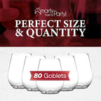 Smarty Had A Party 4 oz Clear Stemless Plastic Mini Goblets, Unbreakable Disposable Wine Goblets for Weddings, Parties, and Events, Bulk Drinkware for Celebrations (80 Count)