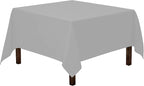 Gee Di Moda Square Tablecloth - 70 x 70 Inch Silver Table Cloth for Medium Square or Round Tables - Heavy Duty Washable Fabric - for Buffet Table, Holiday Party, Dinner, Wedding & Baby Shower