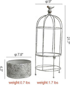 Vintage Rustic Birdcage Planter Stand, Farmhouse Distressed Decorative Metal Round Plants Holder, Outdoor Garden Flower Pot for Climbing Plants, Home Patio Yard Balconies Decor