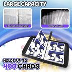 Trading Card Binder 4-Pockets, 400 Pockets Card Holder with 50 Removable Sleeves, Large Capacity & Waterproof Zipper Album Holder for Trading Card Collector, Portable Card Album Book for Card-Blue