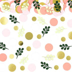 300PC Sage Green Gold Pink Round Dots Confetti for Girl Baby Shower Decorations Greenery Eucalyptus Scatter Birthday Decorations for Women Bridal Shower Wedding Confetti Party Decor Supplies