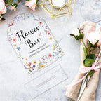 Wedding Sign Decor, Flower Bar Sign, 5x7 Inch Arch Acrylic, Wedding Sign for Reception & Event Party, Bridal Shower Decorations, Wedding Table Sign Accessories for Anniversary And Event (Flower)