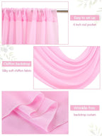 PARTISKY 10x7ft Pink Chiffon Backdrop Curtains, Wrinkle-Free Sheer Fabric Photo Drapes for Wedding Ceremony Arch Birthday Baby Shower Photography Stage Decor 5x7ft, 2 Panel