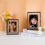 Black Floating Frame (5"x7", Vertical), For Picture 4x6, 3x5, 2x3, Tabletop Shelf Photo Frame, Classy Gift For Festival, Wedding, Home or Office Décor