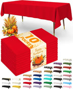 Pureegg Plastic Table Cloth Disposable 10 Pack, 54 x 108 Inch Table Cloths, Valentines Day, Thanksgiving, Christmas Decorations, Fall Tablecloths, Rectangle, Plastic Cover, Leakproof & Sturdy, Red