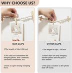 Hanging Photo Display Wall Decor, 2PCS Boho Wooden Bead Garland Collage Picture Frame with 9 Wood Clips for Bedroom, Living Room, Office, Dorm Decor, Photos Holder Teen Girl Gifts