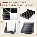 5 Tier Greeting Card Display Stand Black Bamboo and Acrylic Sticker Display Stand Trading Card Holder Retail Photos Shelf for Vendors Craft Collection & Show