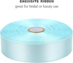 Light Blue Solid Satin Ribbon 1 Inch 50 Yards Solid Polyester Fabric Ribbon for Gift Wrapping Wedding Christmas Baby Shower Birthday Party Decoration Handmade Immortal Flower Craft