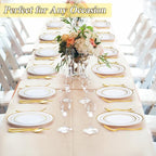 200PCS Gold Plastic Plates Set, 100 10.25 inch Dinner Plate and 100 7.5 inch Dessert Plates, Premium Disposable Plates for Party, Wedding