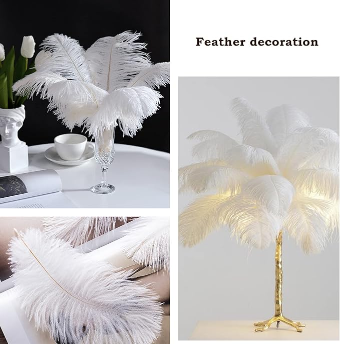 NEWONG 30pcs Light Blue Ostrich Feathers Natural Bulk 9-12in（23-30cm） Vase Craft Wedding Home Party Centerpieces Christmas Day Decoration